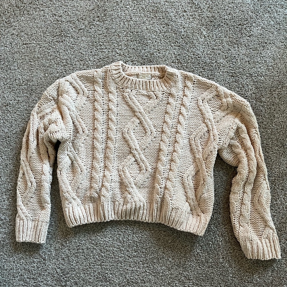 Altar'd State Cream Cable Knit Sweater